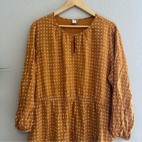 Old Navy Waist-Defined Keyhole Dress for Women Size XXL Mustard - Picture 4 of 8